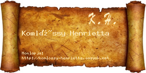 Komlóssy Henrietta névjegykártya